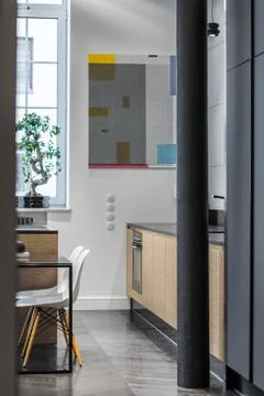 Functional kitchen with window Stock Photos