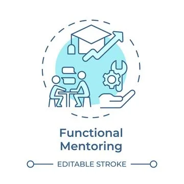 Functional mentoring soft blue concept icon Stock Illustration