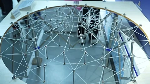 Functional model of a tensegrity structure displaying its unique architectural Stock Footage 328988530