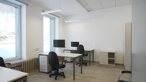 Functional office merges workspace and spacious archive Stock Footage 318866374
