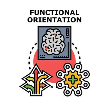 Functional orientation researching brain activity and solutions Illustrazione stock