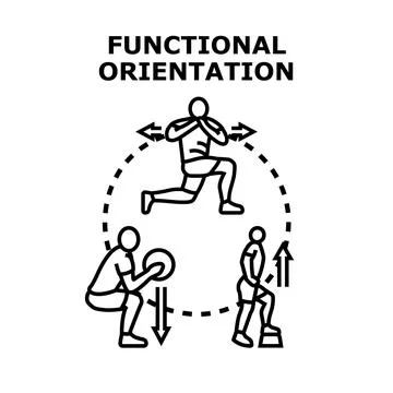 Functional orientation training doing various exercises Stock Illustration
