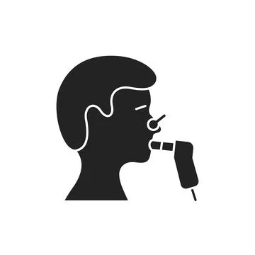 Functional pulmonary test black glyph icon. Medical and scientific concept. L Stock Illustration