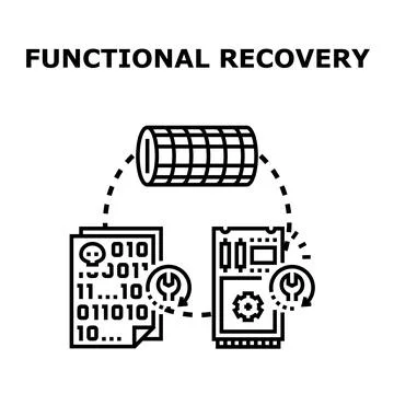 Functional recovery process restoring corrupted data and system Stockillustratie