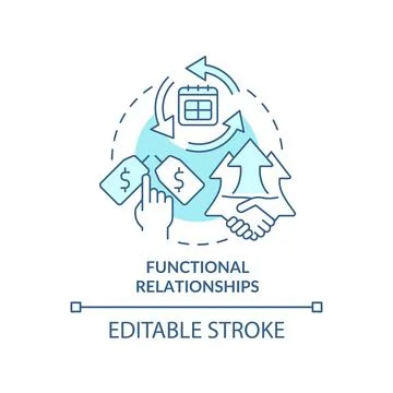 Functional relationships turquoise concept icon Stock Illustration