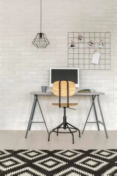 Functional study area with desk Stock Photos