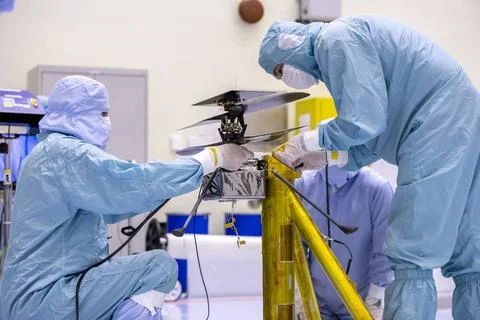 Functional testing of NASAs Mars Helicopter and its cruise stage occurred.. Stockfoto's