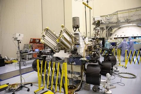 Functional testing of NASAs Mars Helicopter and its cruise stage occurred.. 库存照片