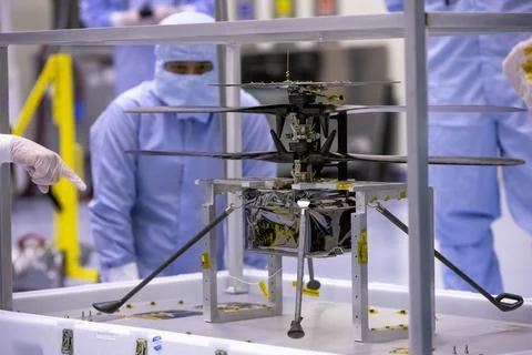 Functional testing of NASAs Mars Helicopter and its cruise stage occurred i.. Stock Photos