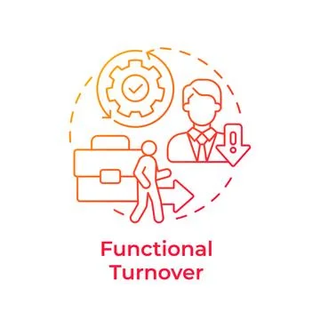 Functional turnover red gradient concept icon Stock Illustration