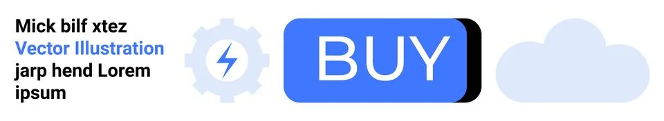 Functional UI Elements with Gear, Lightning Bolt, Buy Button, and Cloud Icons Stockillustratie