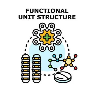 Functional unit structure concept exploring molecular elements and processes Stock Illustration