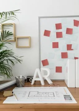 Functional workspace for inventive worker Foto stock