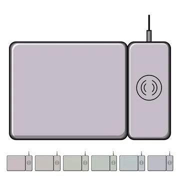 Functionality charging mouse pad wireless cartoon vector graphic Stock Illustration