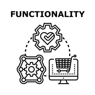 Functionality concept with diverse services and online shopping Stock Illustration