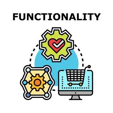 Functionality concept with diverse services and online shopping Stock Illustration