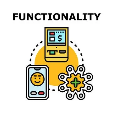 Functionality concept representing application, payment, and user experience イラスト素材