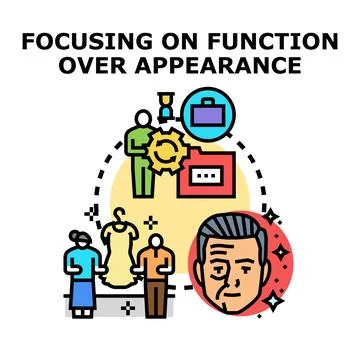 Functionality over appearance concept with people and work process Ilustração Stock
