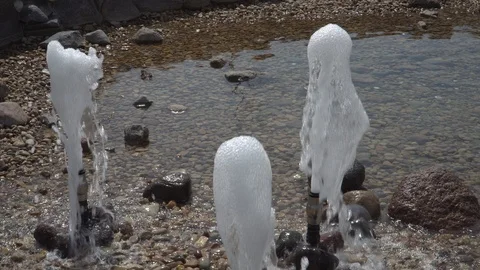 Functionally small size water fountains. Video stock 108504519