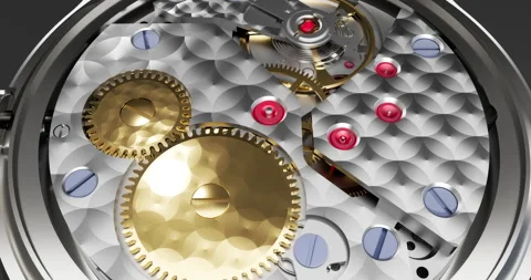 Functioning Automatic Watch in 3D with Open Back and Moving Gears. Stock Footage 296296132