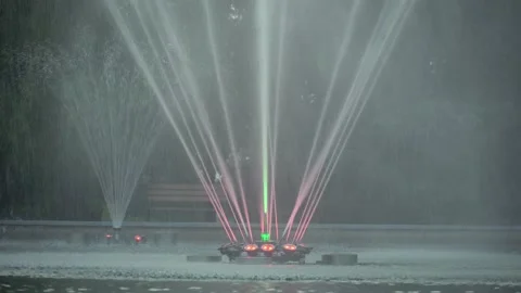 Functioning decorative fountain in the center of the Video stock 199417246