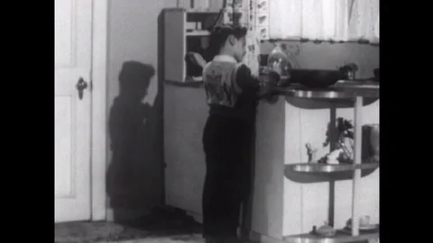 A functioning family during the 1940s. Stock Footage 119709822