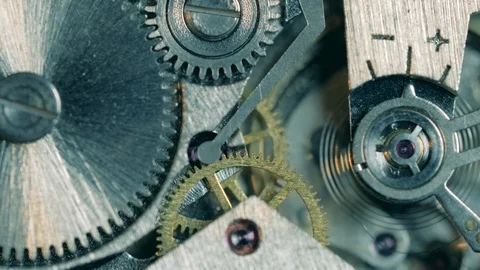 Functioning mechanism of a vintage watch Stock Footage 125494819