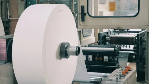 Functioning paper napkin making machine Video stock 148330835