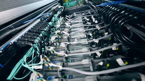 Functioning servers in the upward view Stock Footage 115658646
