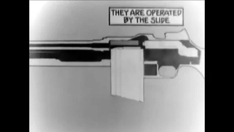The functioning of the slide in the Browning Automatic Rifle is demonstrated for Stock Footage 79513943