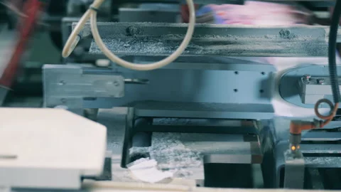 Functioning toilet paper wrapping machine at paper factory Video stock 146575018