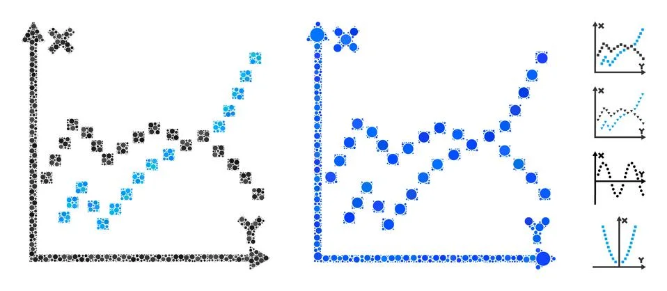 Functions Plot Mosaic Icon of Circle Dots Stock Illustration