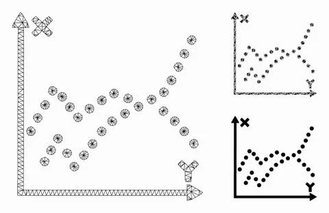 Functions Plot Vector Mesh 2D Model and Triangle Mosaic Icon Illustrazione stock