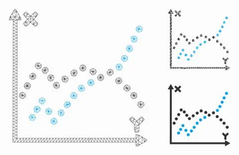 Functions Plot Vector Mesh Network Model and Triangle Mosaic Icon Ilustración de archivo