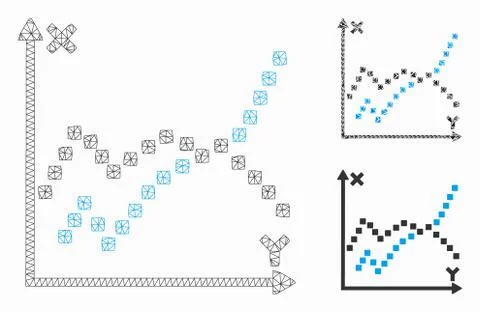 Functions Plot Vector Mesh Network Model and Triangle Mosaic Icon Ilustración de archivo
