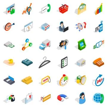 Fund icons set, isometric style Illustrazione stock
