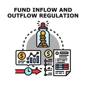 Fund inflow and outflow regulation concept illustration Stockillustratie