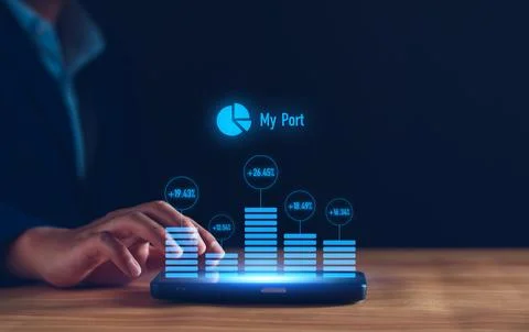 Fund management concept. Businessman using modern digital technology to man.. Stock Photos