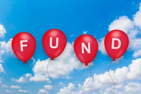 Fund text on balloon Stock Photos