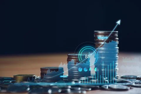 Fund trading concept. Interest rates continue to increase. Business man plann Foto stock