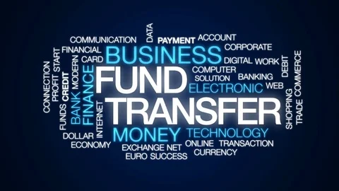 Fund transfer animated word cloud, text design animation. Stock Footage 80476870