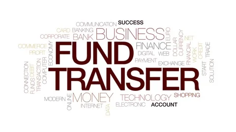 Fund transfer animated word cloud, text design animation. Kinetic typography. Stock Footage 80718697
