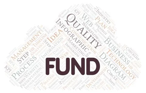 Fund typography word cloud create with the text only. Illustrazione stock