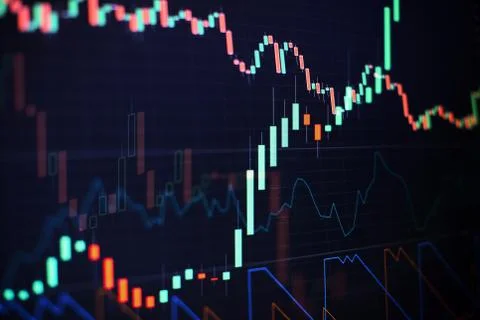 Fundamental and technical analysis concept. Abstract financial trading graphs Stock Photos