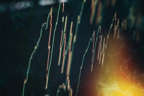 Fundamental and technical analysis concept. Stock market or forex trading gra Stock Photos