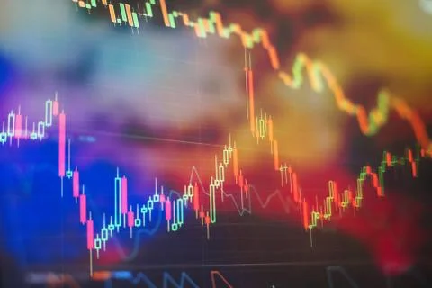 Fundamental and technical analysis concept. Stock market or forex trading gra Stock Photos