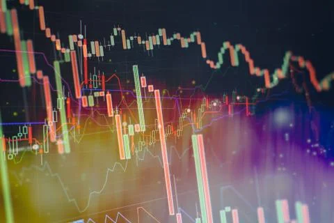 Fundamental and technical analysis concept. Stock market or forex trading gra Stock Photos