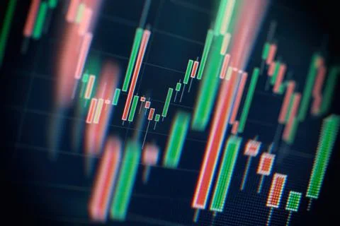 Fundamental and technical analysis concept. Background with currency bars and Stock Photos