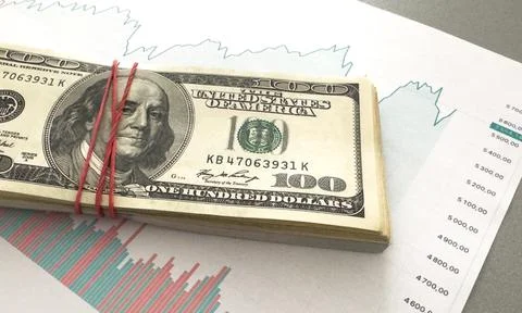 Fundamental and technical analysis concept. Background with currency bars and Stock Photos