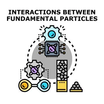 Fundamental particle interactions concept with subatomic elements Illustrazione stock